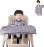 MOTEERLLU Coverall Baby Feeding Bib for Eating,Long Sleeves Bib Attaches to Highchair and Table,Weaning Bibs